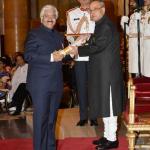 Dr Ashok Seth receiving the "Padma Bhushan" award by Pranab Mukherjee, President of India - 2015